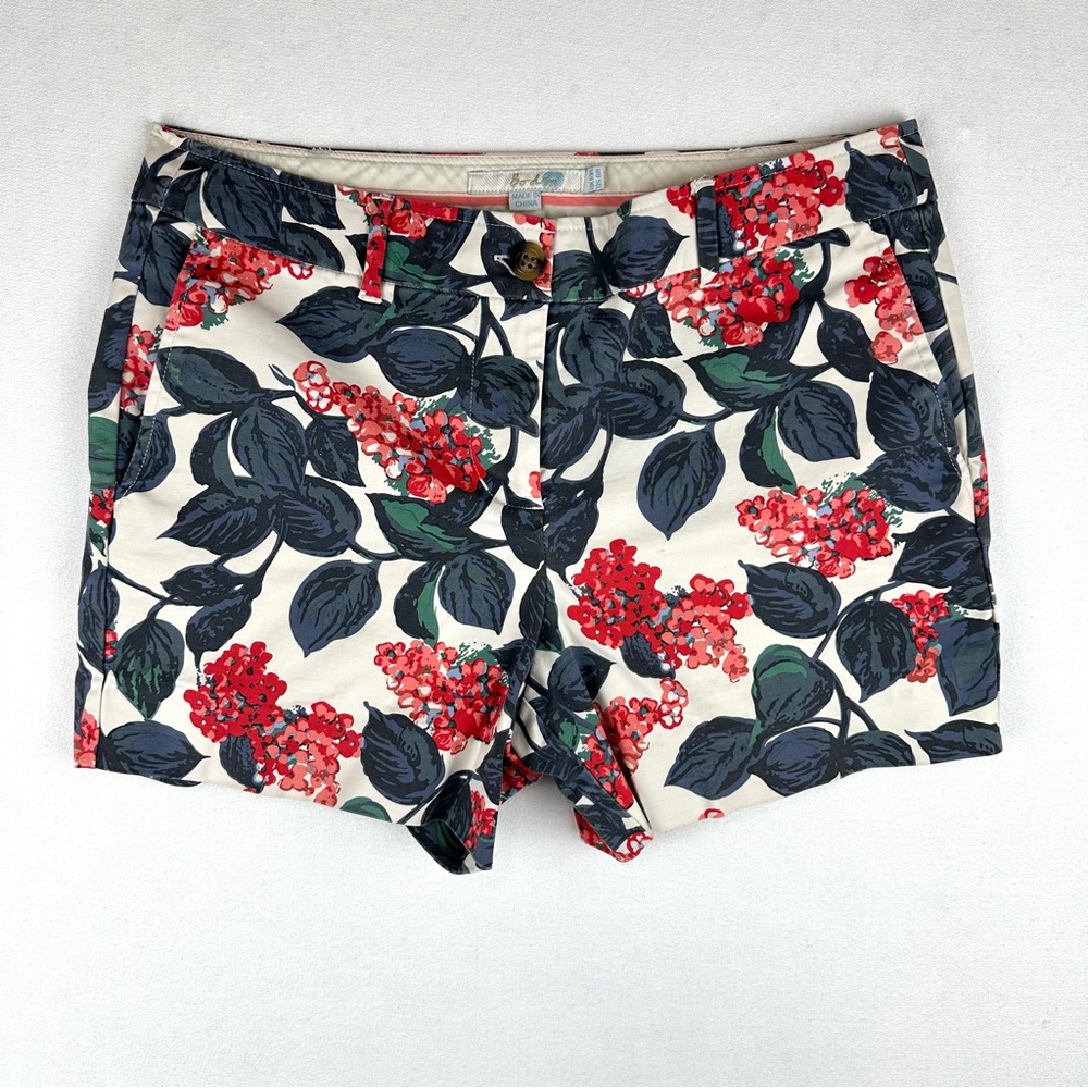 Boden Floral Leaves Shorts Cotton Stretch